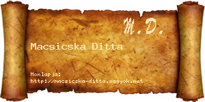 Macsicska Ditta névjegykártya